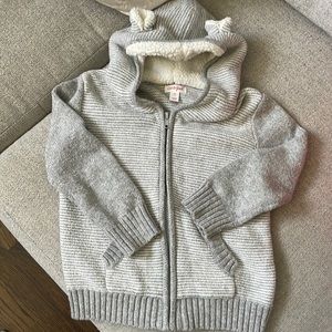 Cat and Jack boys 5T zip up sweater with bear ears on hood. Great condition!